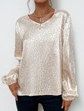 V-neck leopard print pullover shirt