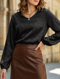 V-neck leopard print pullover shirt