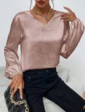 V-neck leopard print pullover shirt