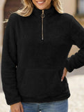 High-neck zip-up pocket sweatshirt