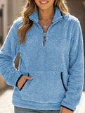 High-neck zip-up pocket sweatshirt