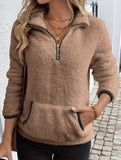 High-neck zip-up pocket sweatshirt