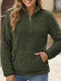 High-neck zip-up pocket sweatshirt