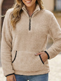 High-neck zip-up pocket sweatshirt