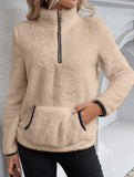 High-neck zip-up pocket sweatshirt
