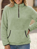 High-neck zip-up pocket sweatshirt