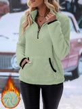High-neck zip-up pocket sweatshirt