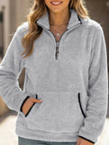 High-neck zip-up pocket sweatshirt