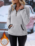 High-neck zip-up pocket sweatshirt