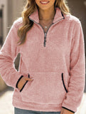 High-neck zip-up pocket sweatshirt