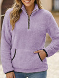 High-neck zip-up pocket sweatshirt