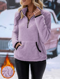 High-neck zip-up pocket sweatshirt