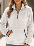 High-neck zip-up pocket sweatshirt