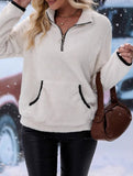 High-neck zip-up pocket sweatshirt