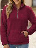High-neck zip-up pocket sweatshirt
