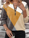 Color-blocked loose V-neck sweatshirt