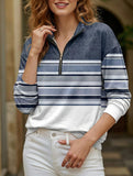 Color-blocked loose V-neck sweatshirt