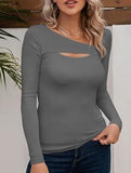 Sexy Fitted T-Shirt with Hollow-Out Top