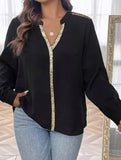 V-neck loose-fitting sequined shirt