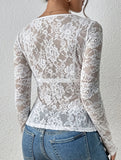 V-neck slim-fit lace-trimmed shirt