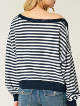 Casual off-shoulder classic striped sweatshirt