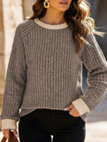 Round neck raglan sleeve solid color T-shirt