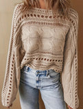 Crew neck short crochet cover-up openwork shirt