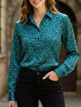 A SOPHISTICATED SATIN LEOPARD PRINT SHIRT