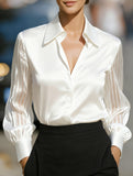 LUXURY-STYLE SATIN SHEER STRIPED SHIRT