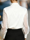 LUXURY-STYLE SATIN SHEER STRIPED SHIRT