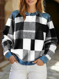 RETRO PLAID PATCHWORK SWEATSHIRT