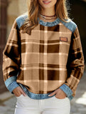 RETRO PLAID PATCHWORK SWEATSHIRT
