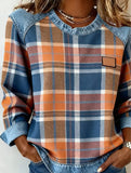 RETRO PLAID PATCHWORK SWEATSHIRT