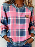 RETRO PLAID PATCHWORK SWEATSHIRT