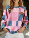 RETRO PLAID PATCHWORK SWEATSHIRT