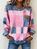 RETRO PLAID PATCHWORK SWEATSHIRT