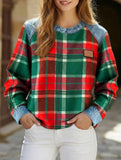 RETRO PLAID PATCHWORK SWEATSHIRT