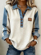 CASUAL OFF-WHITE COLLARED SWEATSHIRT