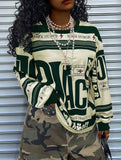 Retro print oversized sweatshirt