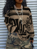 Retro print oversized sweatshirt