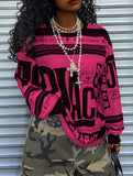 Retro print oversized sweatshirt