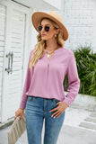 V NECK BUTTON CUFF BUSINESS OFFICE WORK BLOUSE