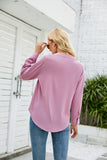 V NECK BUTTON CUFF BUSINESS OFFICE WORK BLOUSE