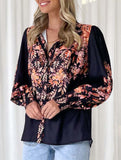 Women's Lantern Sleeve Printed Elegant Shirt_CWTBLL02020