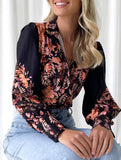 Women's Lantern Sleeve Printed Elegant Shirt_CWTBLL02020