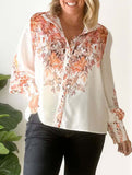Women's Lantern Sleeve Printed Elegant Shirt_CWTBLL02020