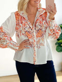 Women's Lantern Sleeve Printed Elegant Shirt_CWTBLL02020