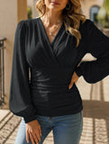 Autumn V Neck Printed Long Sleeve Shirt_CWTBLL02026