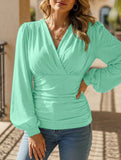 Autumn V Neck Printed Long Sleeve Shirt_CWTBLL02026