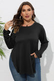 Women Plus Size Side Slit Long Sleeve T Shirt_Cwtbll0203